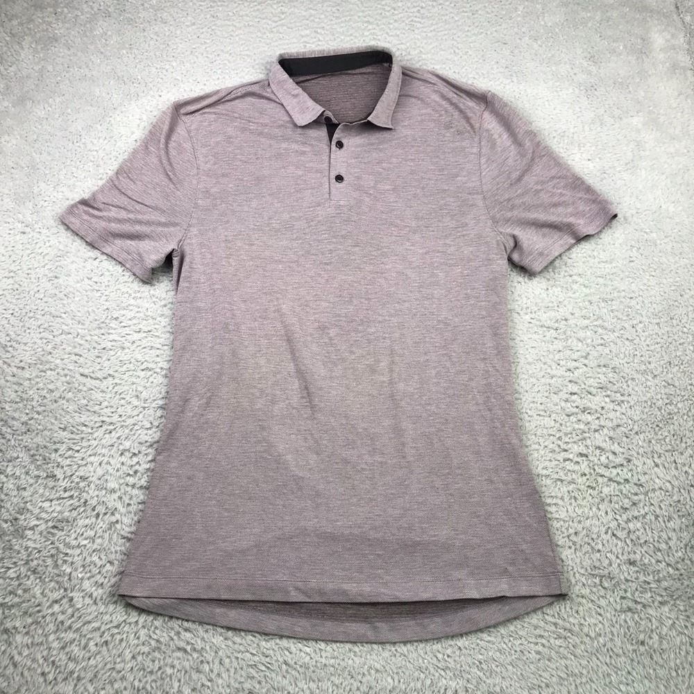 Lululemon Shirt Mens M Lilac‎ Performance Stretch Short Sleeve Polo *Flaw